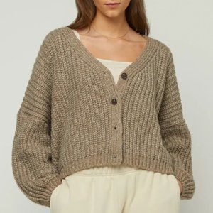 OAK + FORT Women's Cropped Button Front Cardigan